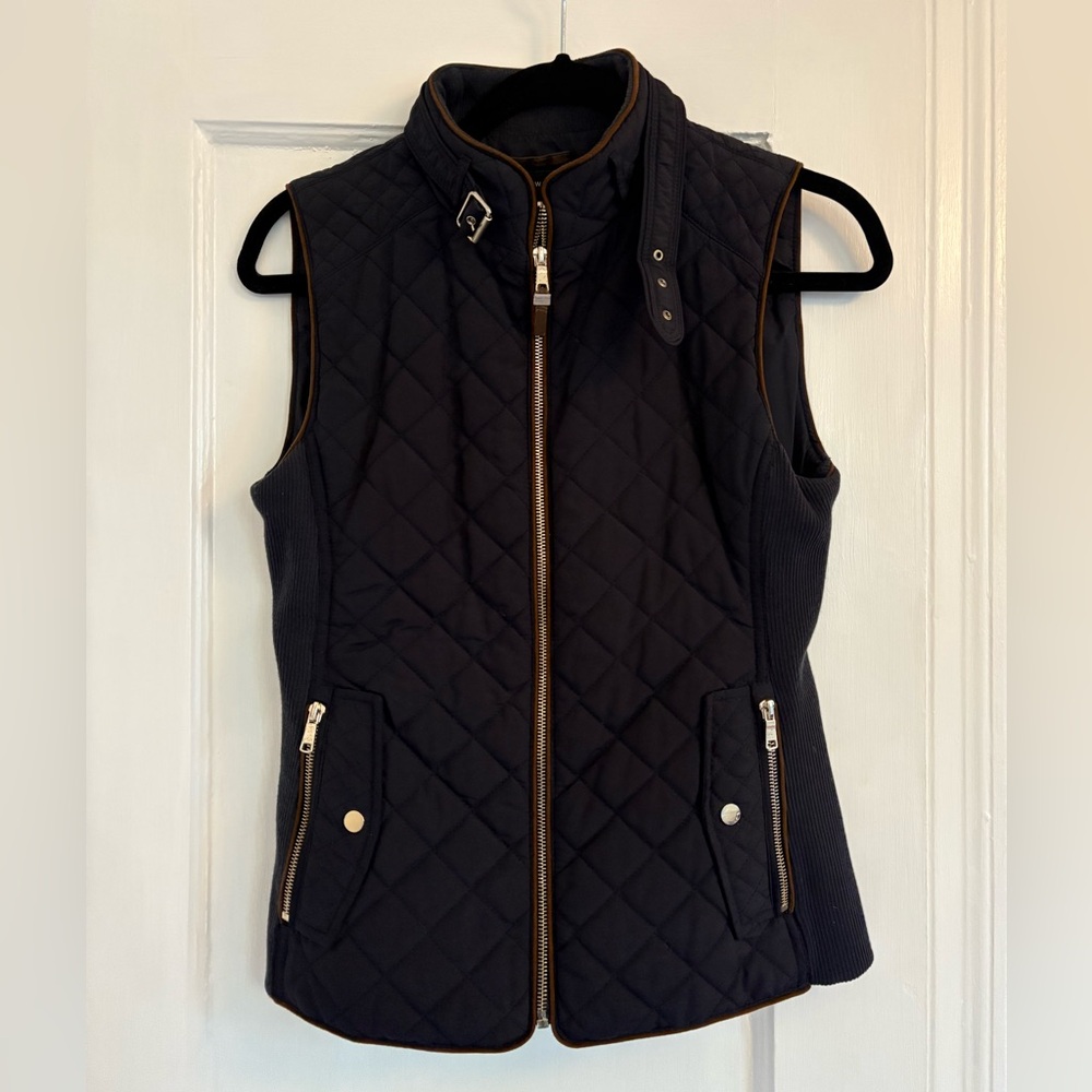 Navy Barbour-style Quilted Vest from Zara